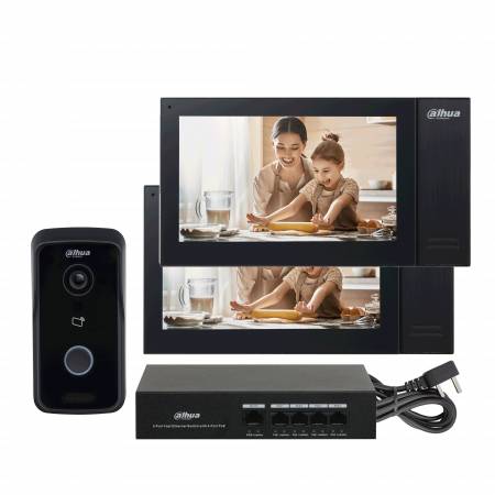 Kit vidéophone 1Mp IP Dahua RJ45 avec 2 moniteurs 7" de 1024x600p 720p